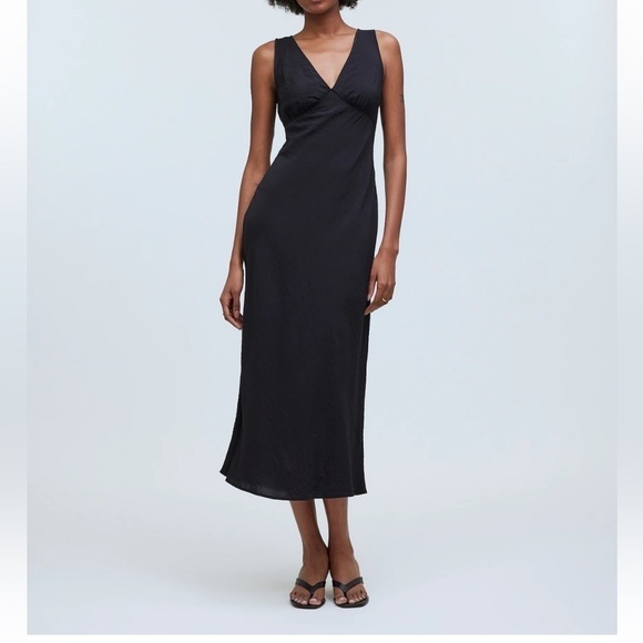 Madewell The Petite Ariana Midi Dress in true black size 0P NWT NQ091‎ - Picture 1 of 12